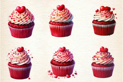 Red Velvet Cupcake Clipart Bundle - CraftNest - Digital Crafting and Art