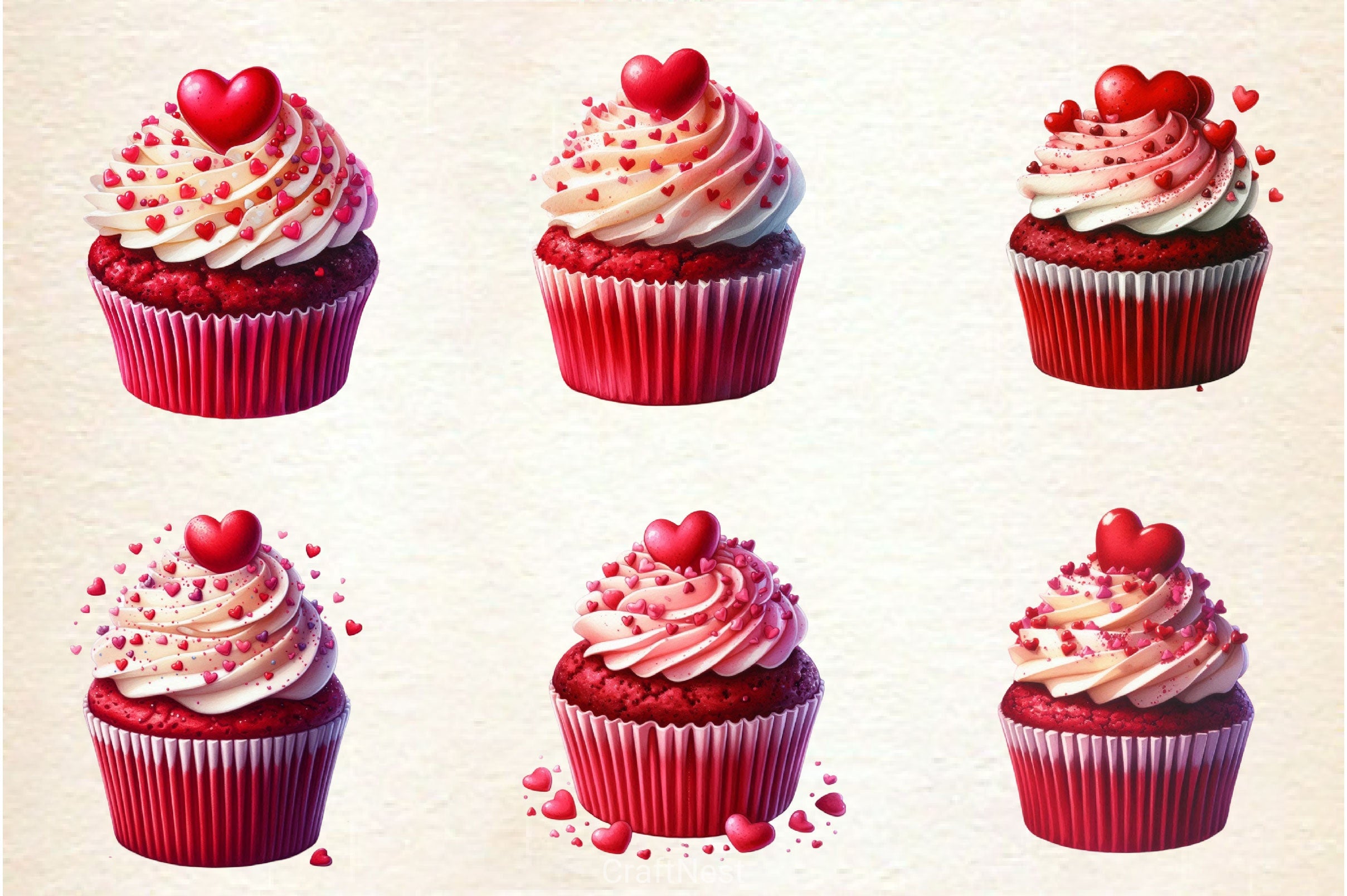 Red Velvet Cupcake Clipart Bundle - CraftNest - Digital Crafting and Art