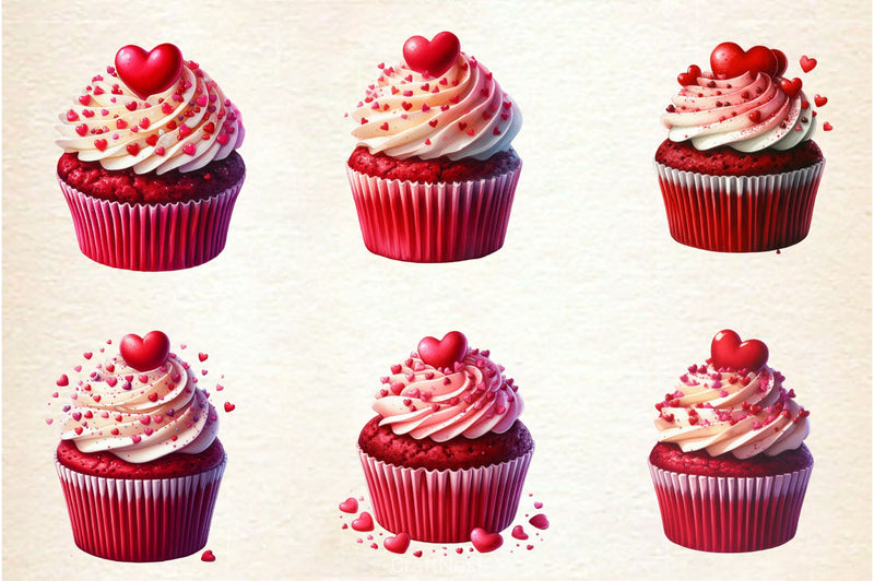 Red Velvet Cupcake Clipart Bundle - CraftNest - Digital Crafting and Art