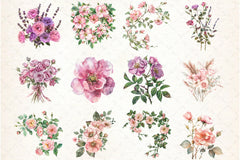 Summer Wild Rose Pink Florals Clipart Bundle - CraftNest - Digital Crafting and Art