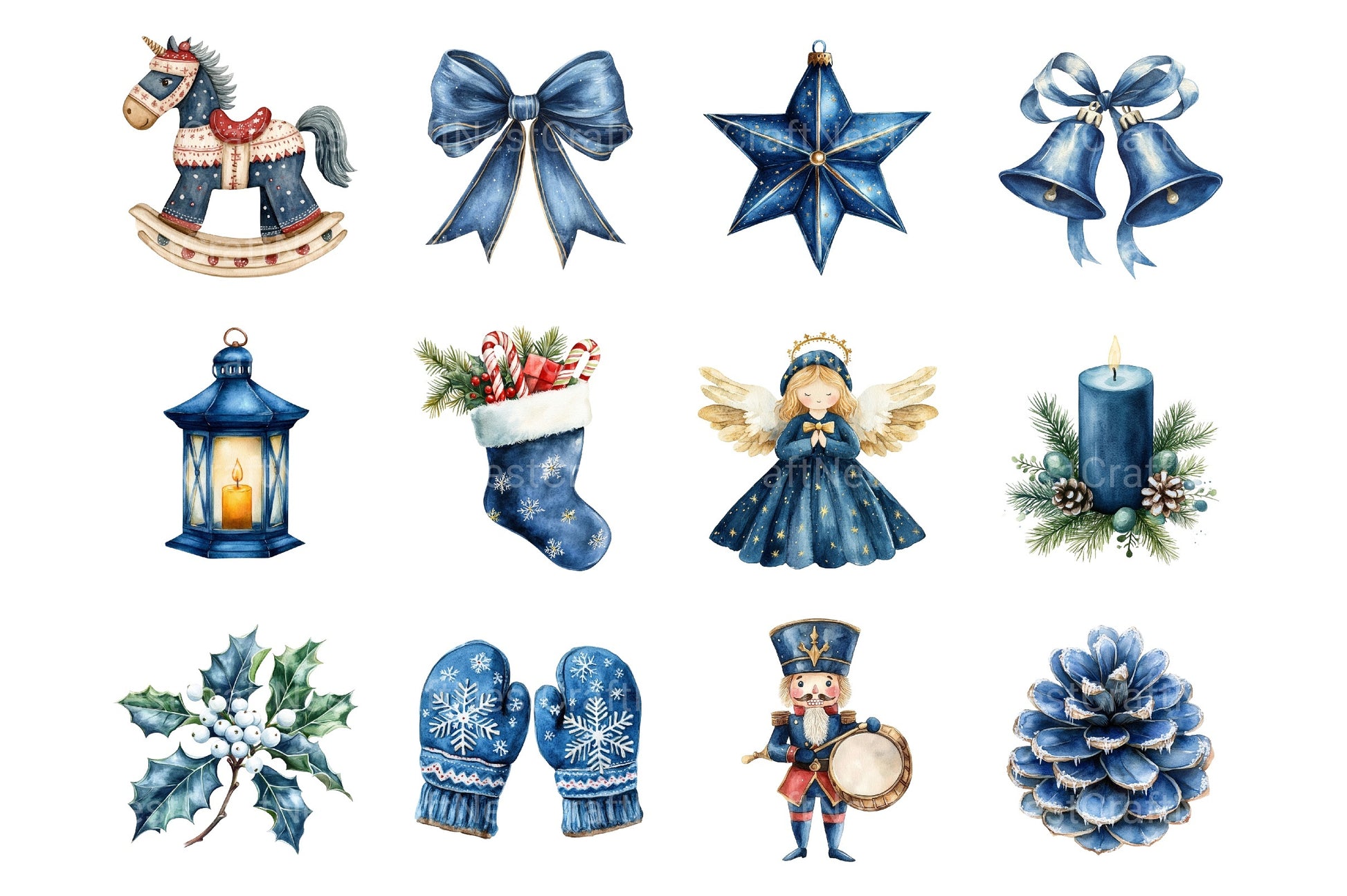 Vintage Navy Christmas Winter Clipart Bundle - CraftNest - Digital Crafting and Art