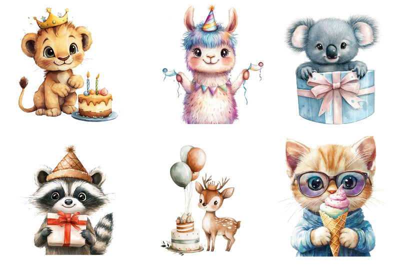 Birthday Baby Animal Party Clipart Bundle - CraftNest - Digital Crafting and Art