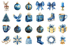 Gold and Blue Christmas Clipart Bundle - CraftNest - Digital Crafting and Art