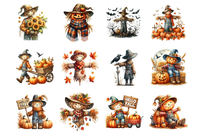 Scarecrow Autumn Fall Halloween Clipart Bundle - CraftNest - Digital Crafting and Art