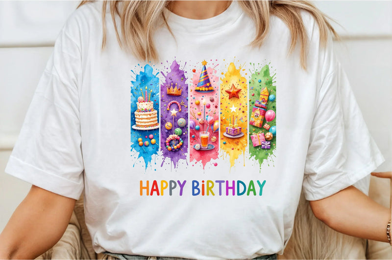 Happy Birthday Brushstroke Design Clipart Bundle - CraftNest - Digital Crafting and Art