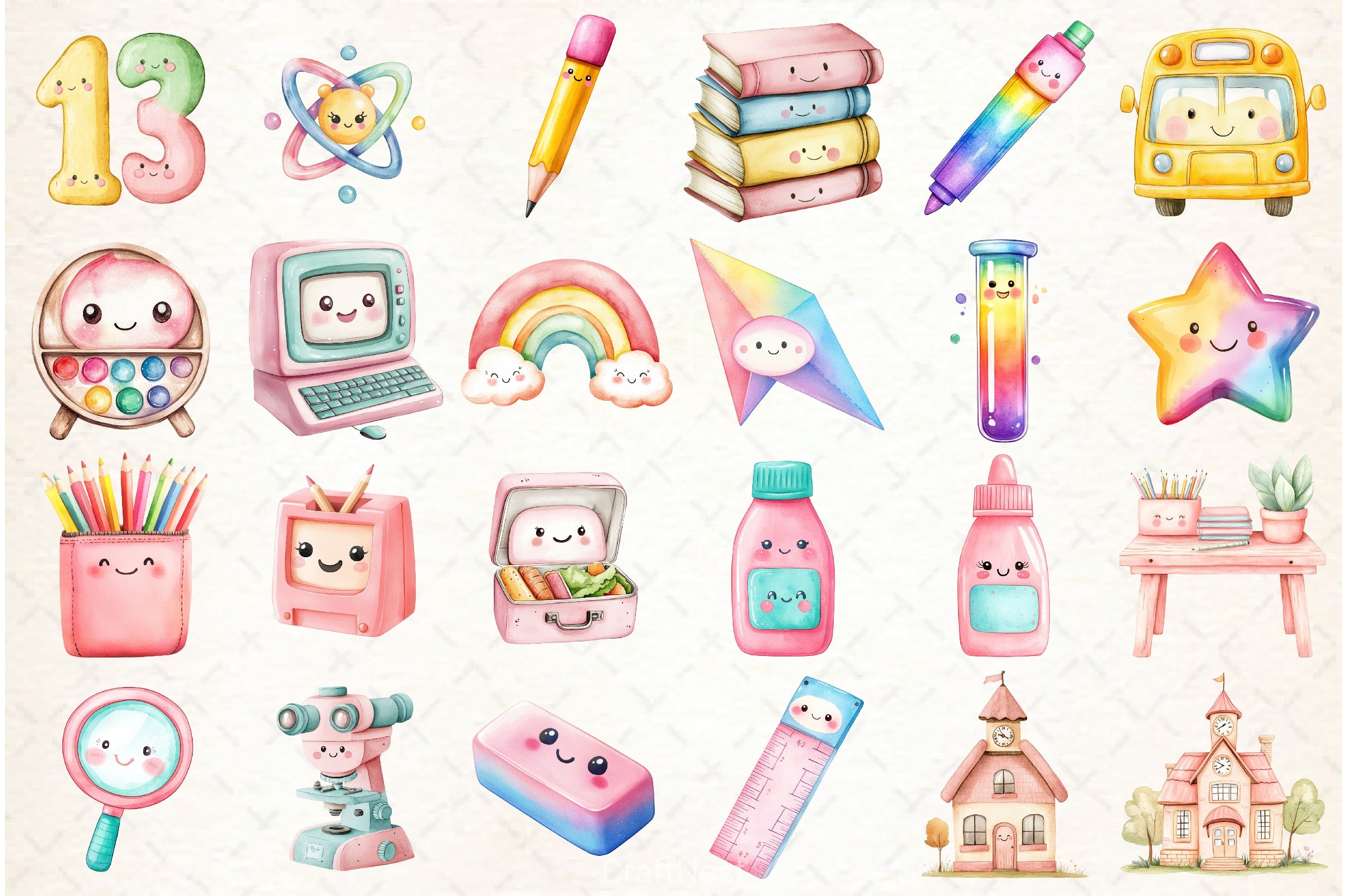 Kawaii School Clipart Bundle 7 - CraftNest - Digital Crafting and Art