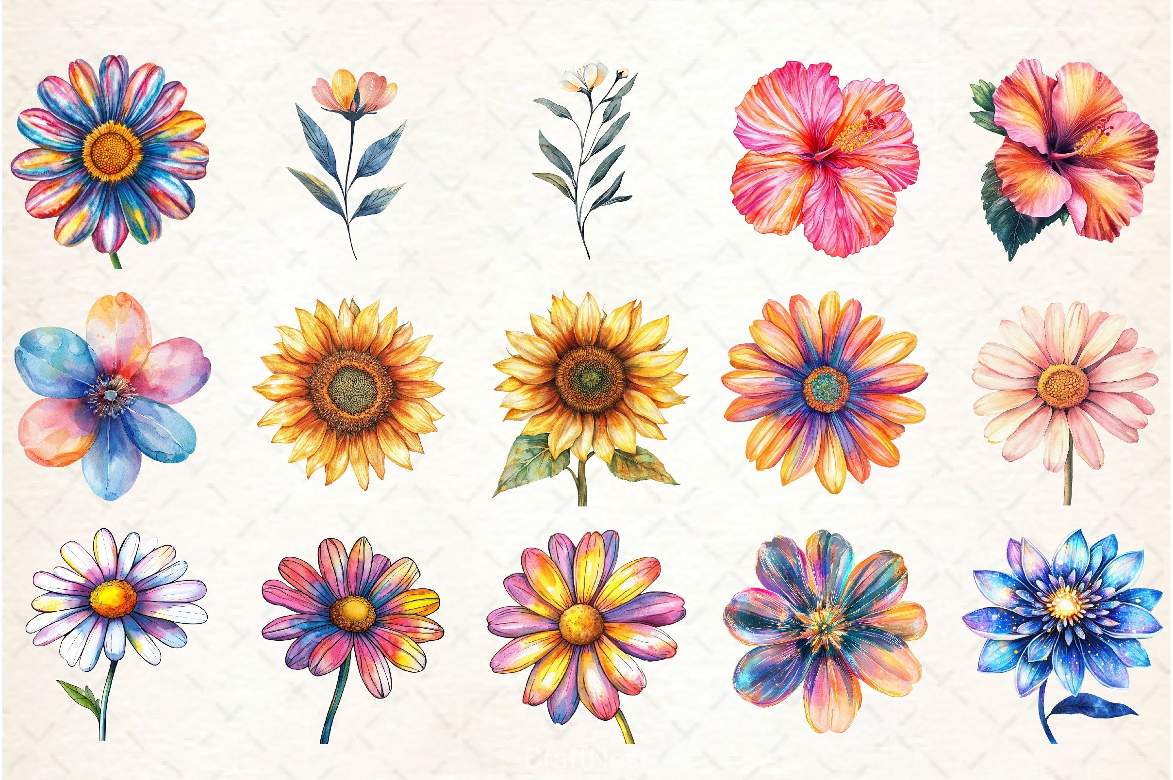 Summer Flowers Clipart Bundle 4 - CraftNest - Digital Crafting and Art