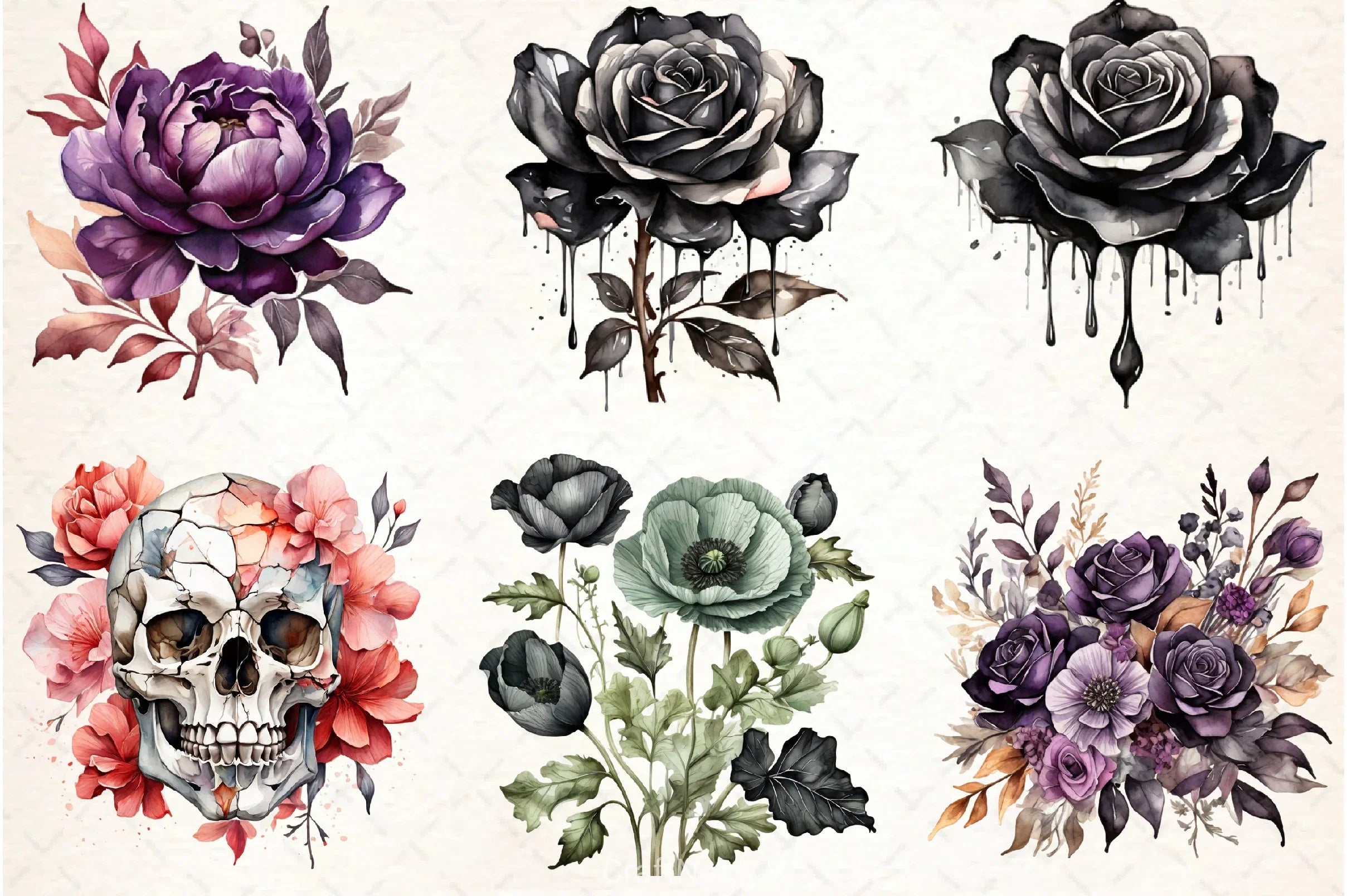 Halloween Flowers Clipart Bundle 3 - CraftNest - Digital Crafting and Art