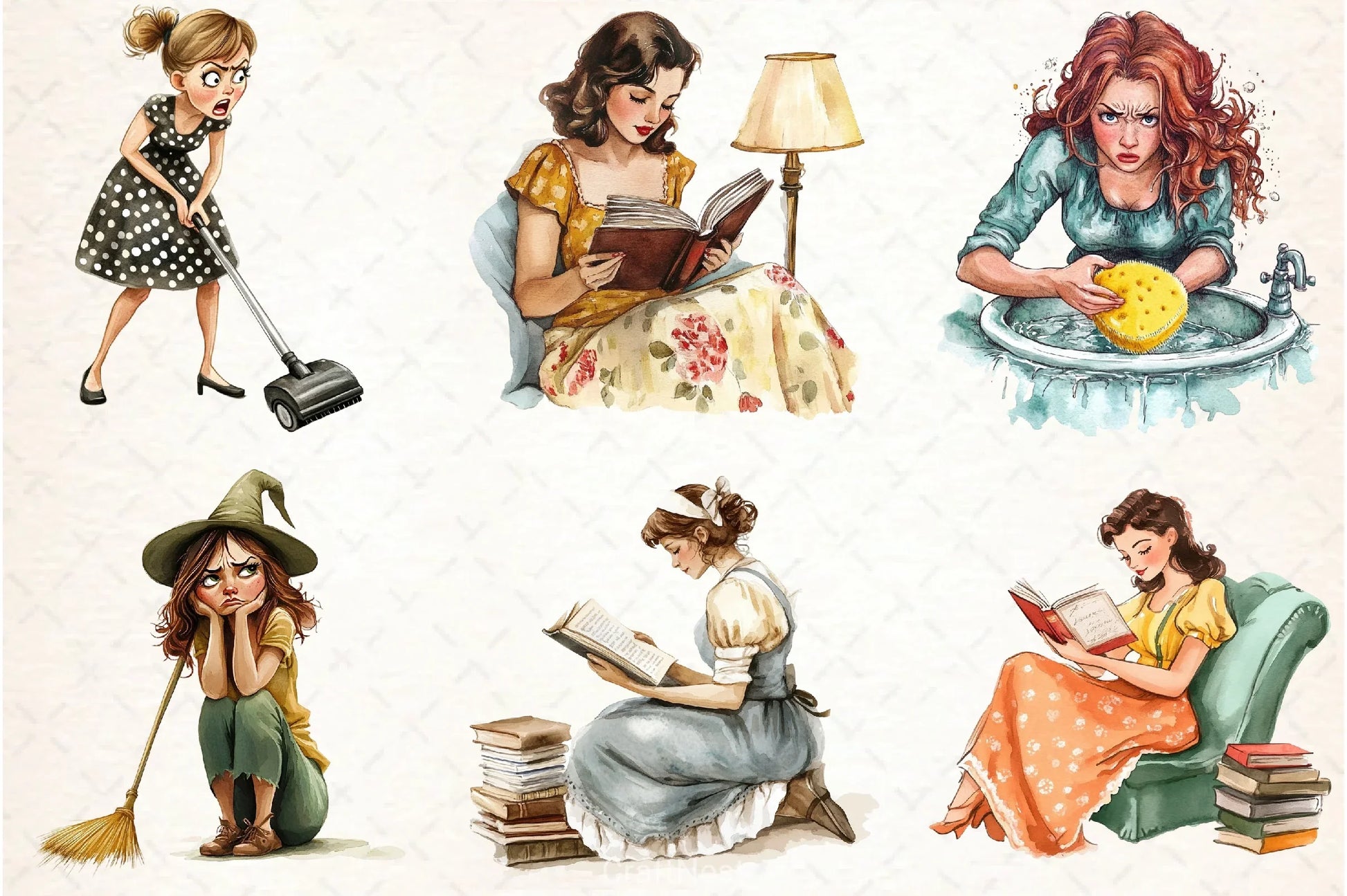 Retro Housewife Clipart Bundle 4 - CraftNest - Digital Crafting and Art