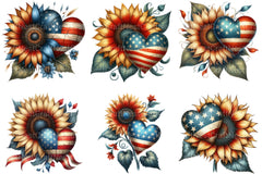 Sunflowers With Hart 4th of July Clipart - CraftNest - Digital Crafting and Art