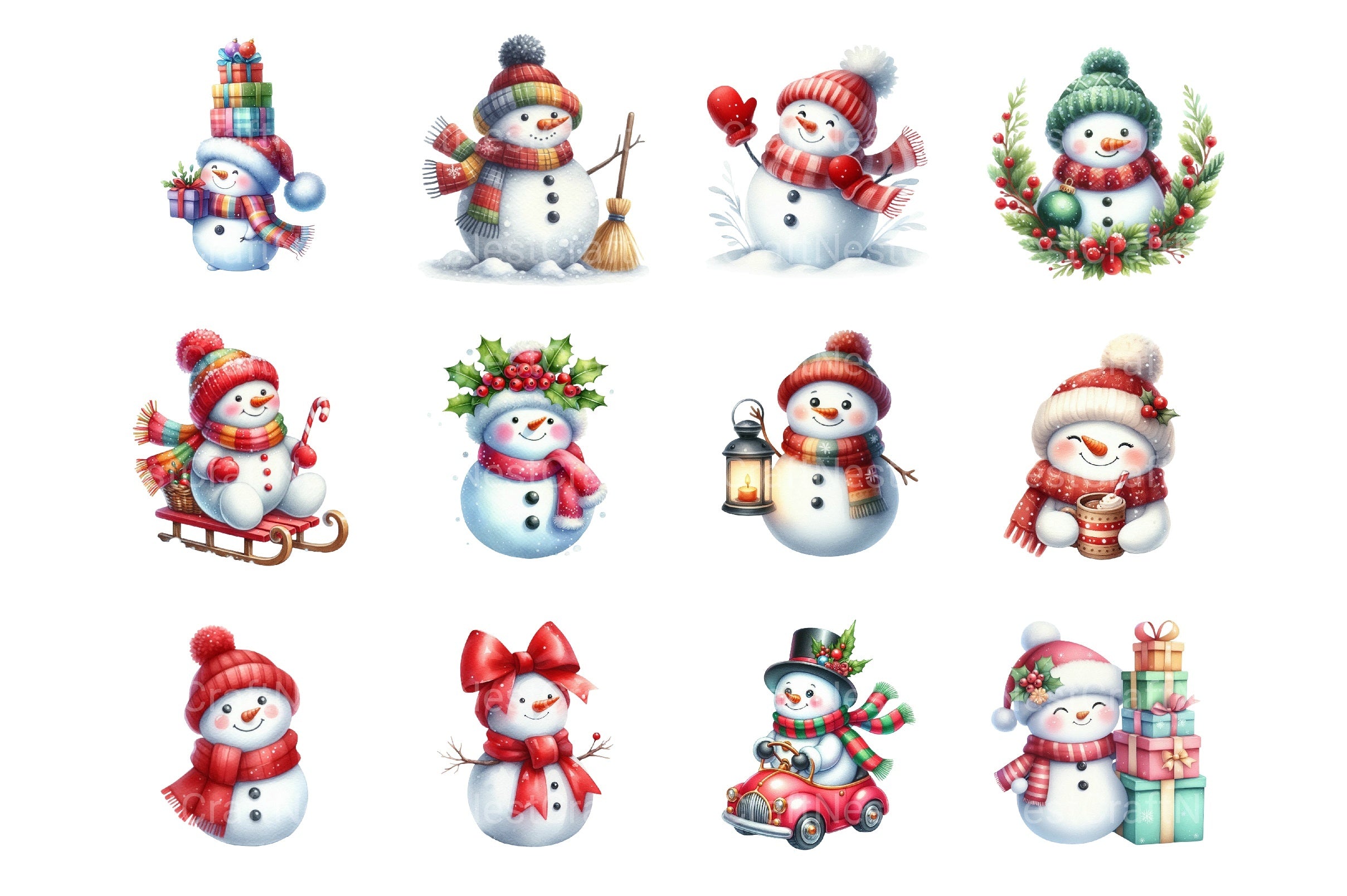 Funny Snowman Winter Clipart Bundle - CraftNest - Digital Crafting and Art