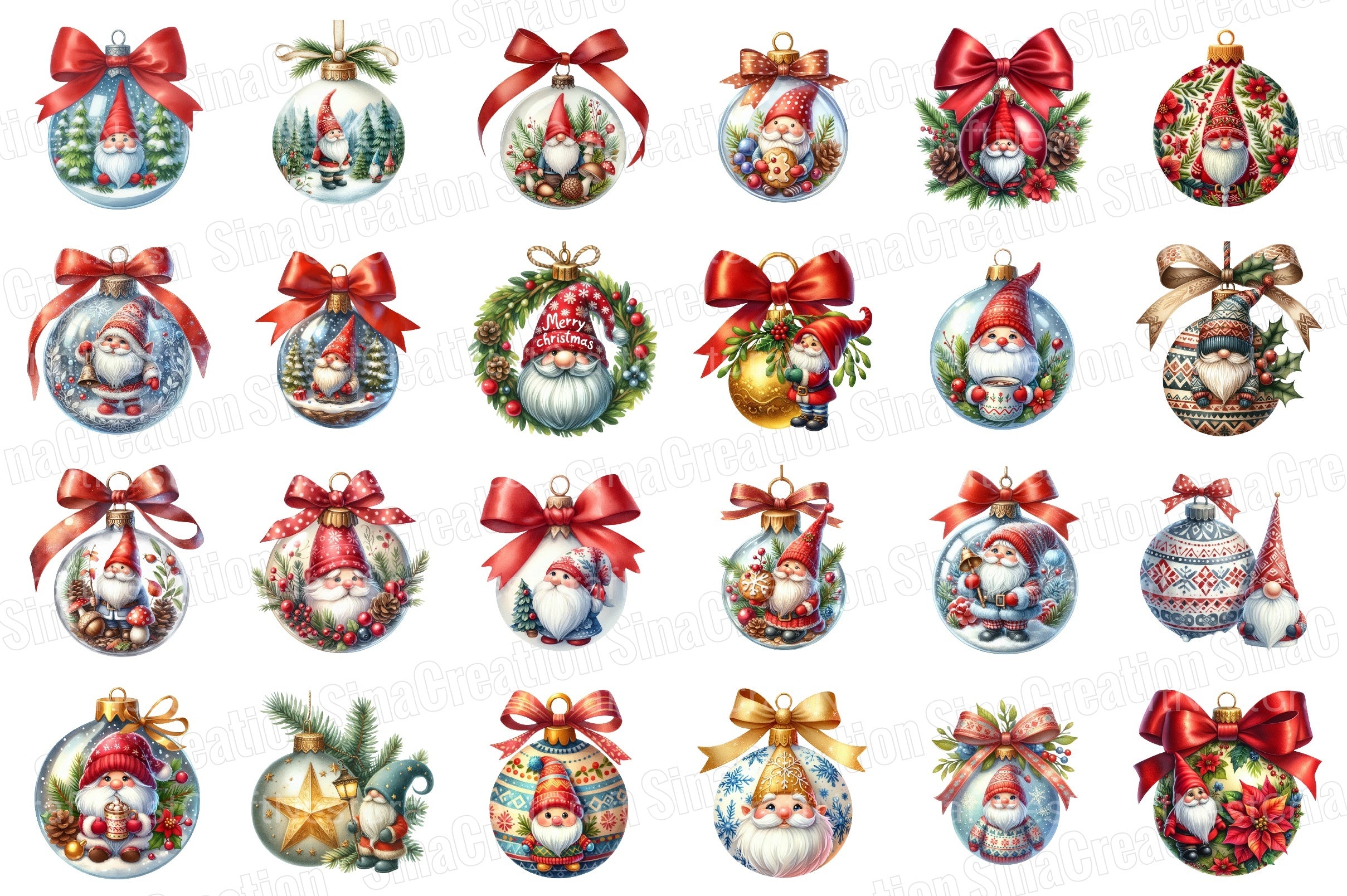 Gnome Christmas Ornament Winter Graphics Clipart Bundle - CraftNest - Digital Crafting and Art