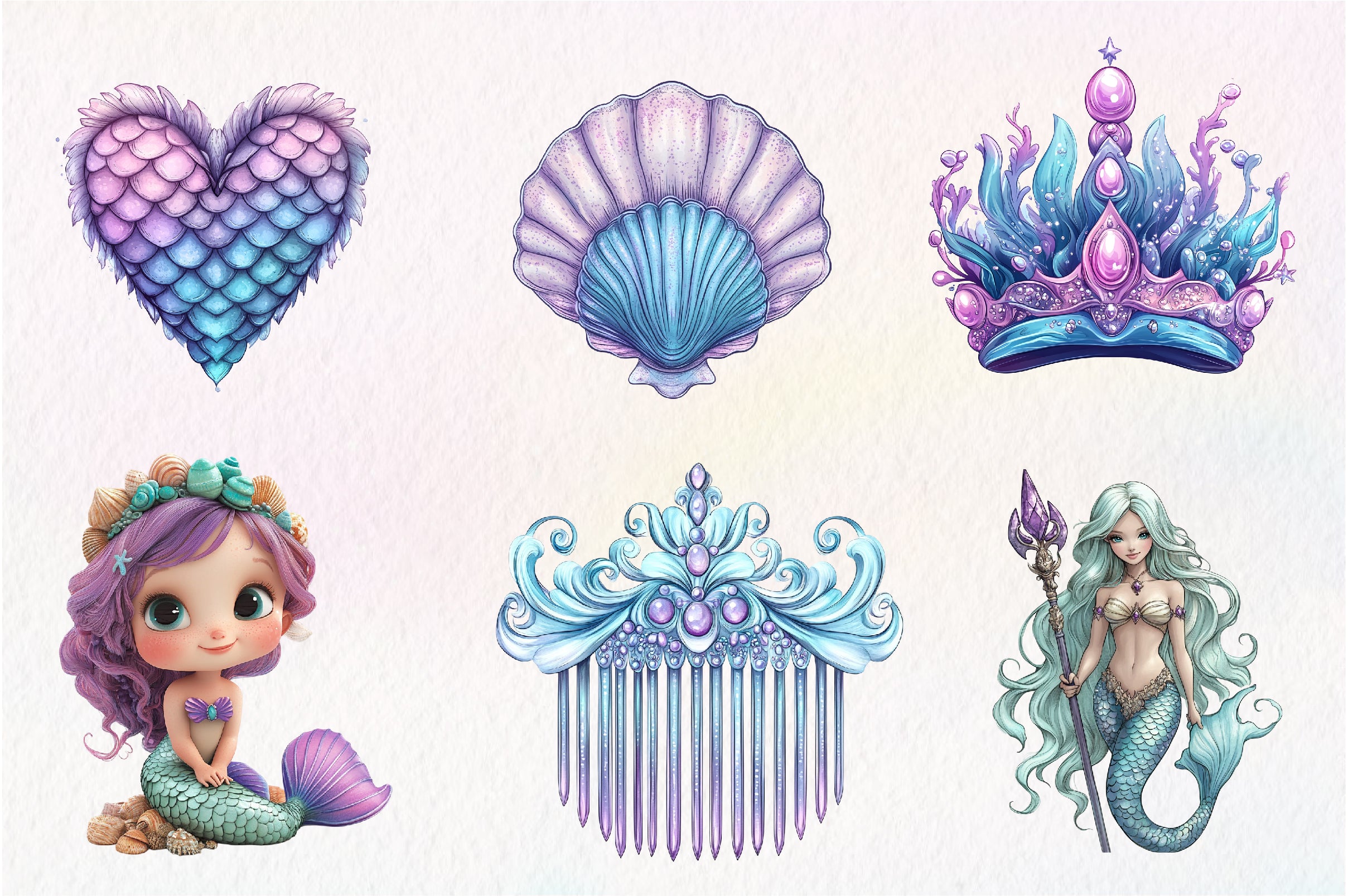 Magical Mermaid Clipart Bundle - CraftNest - Digital Crafting and Art