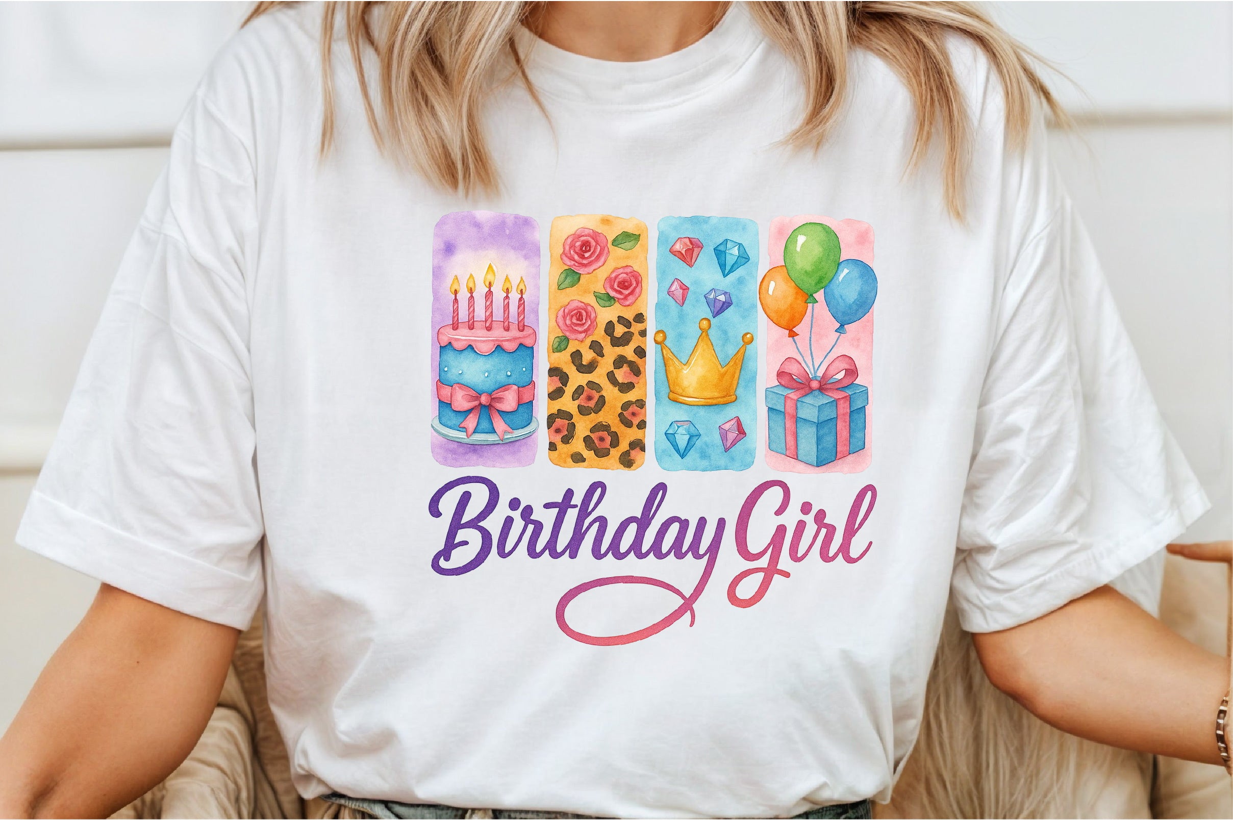 Brushstroke Birthday Girl Clipart Bundle