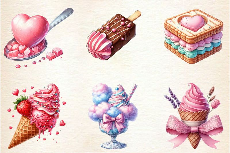 Coquette Ice Cream Clipart Bundle - CraftNest - Digital Crafting and Art