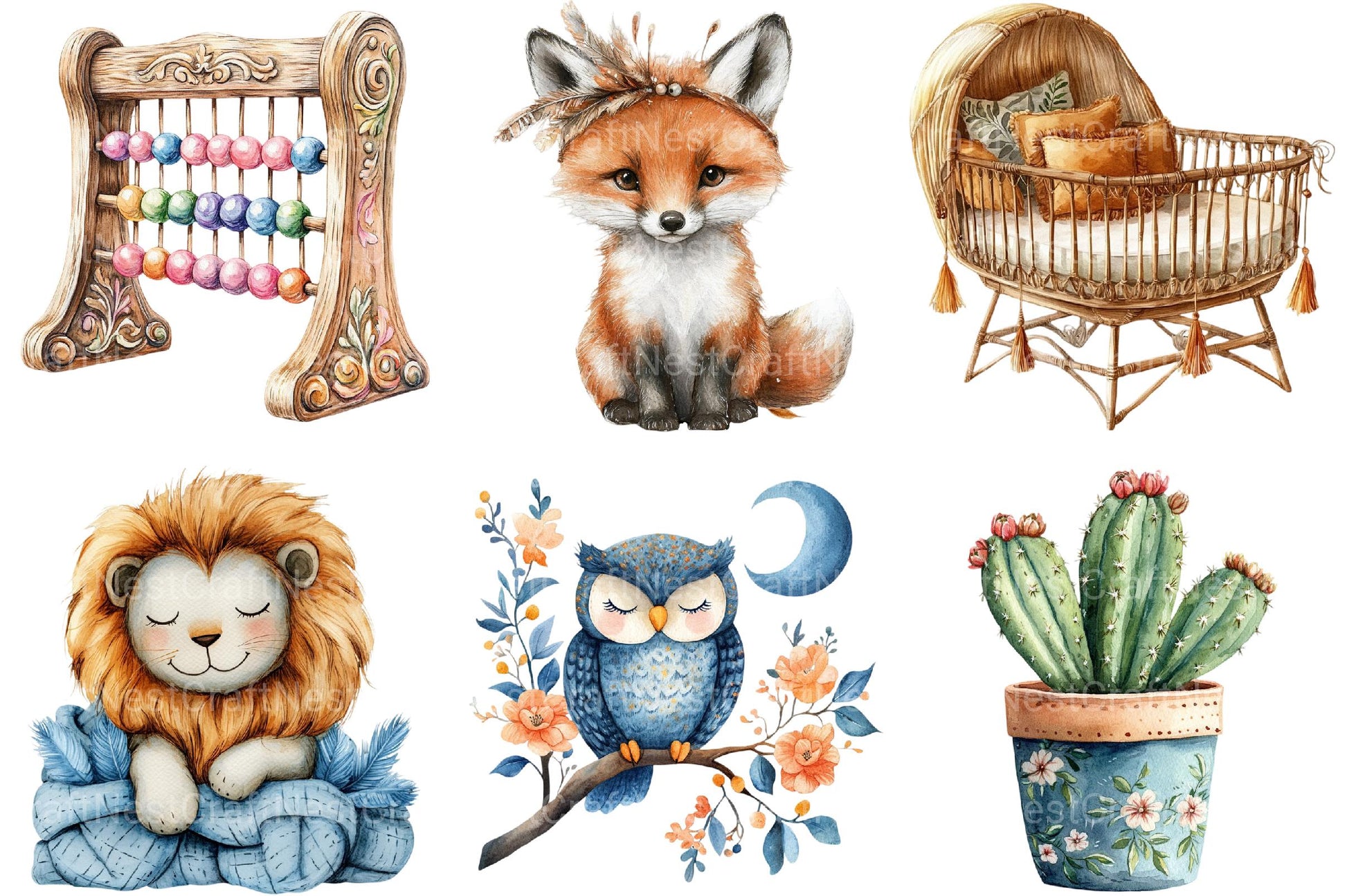 Boho Nursery Clipart - CraftNest - Digital Crafting and Art