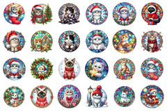 Christmas Cute Cat Ornament Designs - Funny Animal Clipart Bundle 88 - CraftNest - Digital Crafting and Art