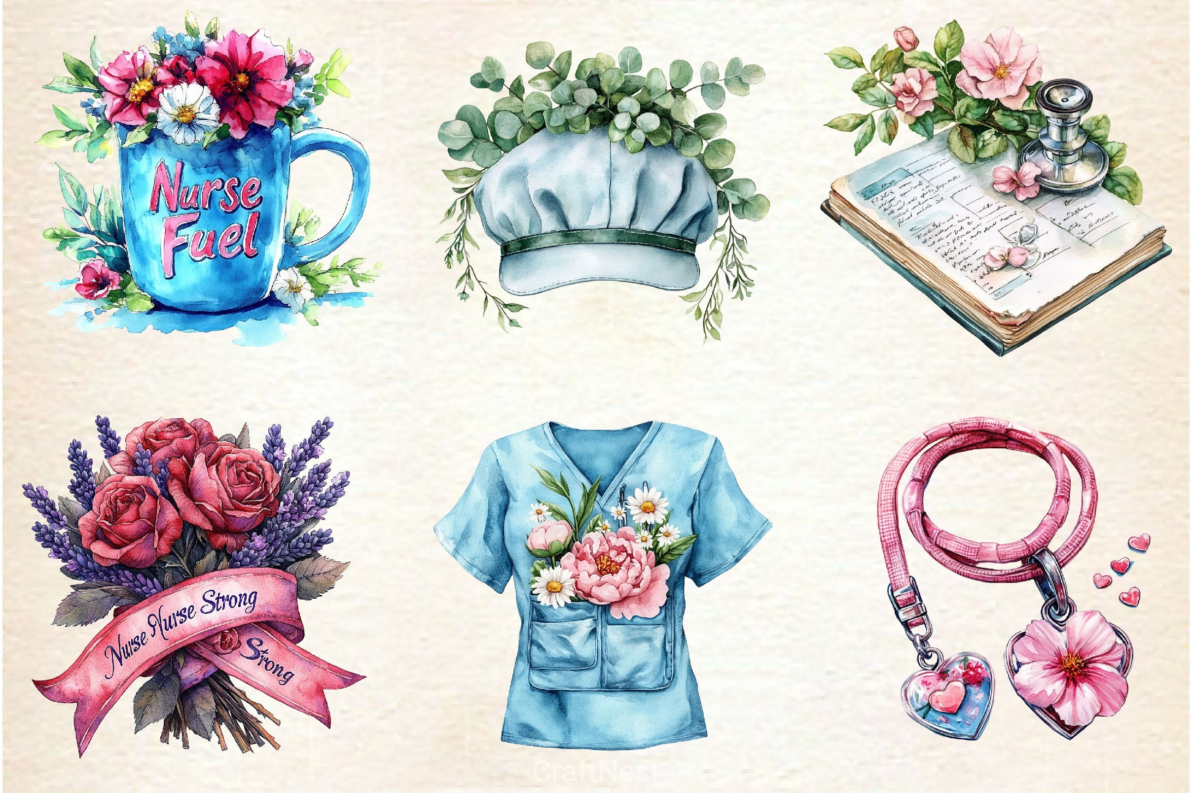 Flower Nurse Life Clipart Bundle - CraftNest - Digital Crafting and Art