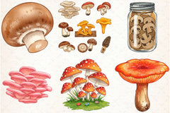 Edible Mushrooms Clipart Bundle 2 - CraftNest - Digital Crafting and Art