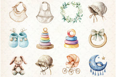 Boho Nursery Baby Shower Clipart Bundle - CraftNest - Digital Crafting and Art