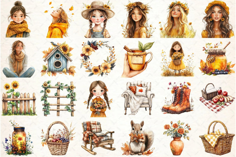 Cozy Autumn Clipart Bundle 6 - CraftNest - Digital Crafting and Art