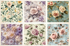 French Shabby Chic Pastel Flower Pattern Clipart Bundle - CraftNest - Digital Crafting and Art