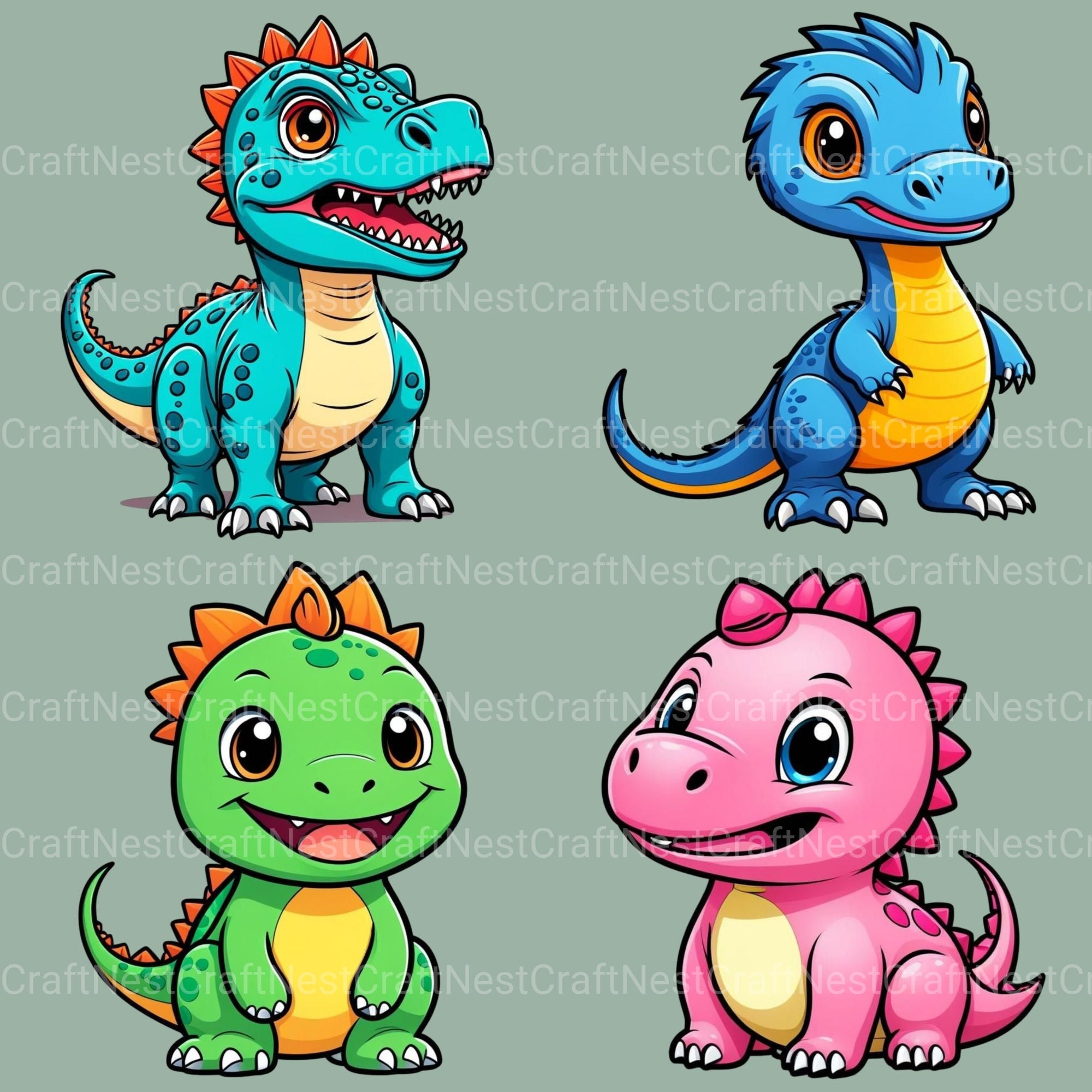 Dinosaurs Clipart Bundle 3 - CraftNest - Digital Crafting and Art