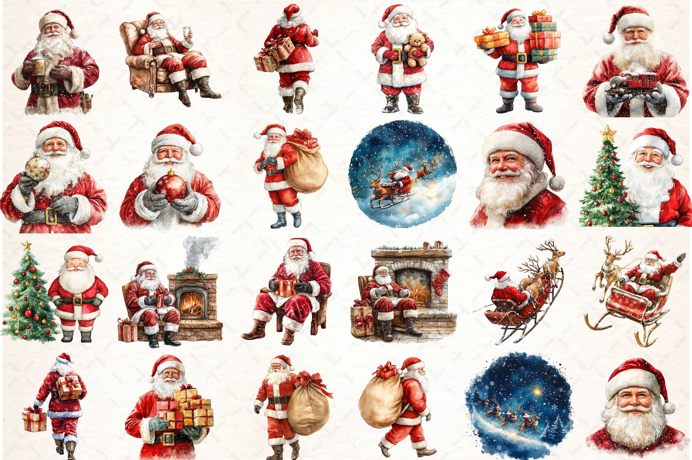 Christmas Santa Claus Clipart Bundle 4 - CraftNest - Digital Crafting and Art