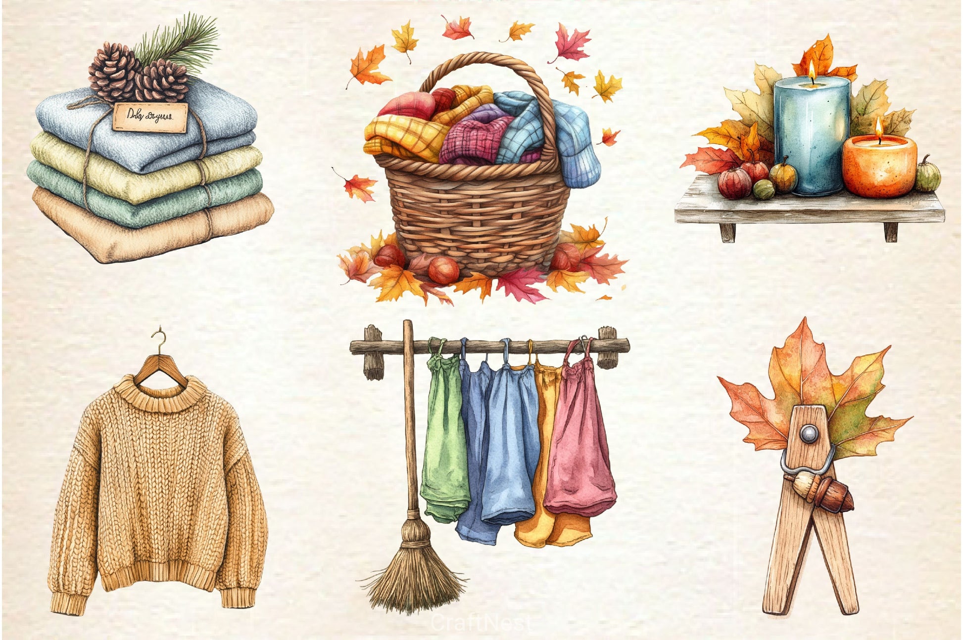 Autumn Laundry Clipart Bundle - CraftNest - Digital Crafting and Art