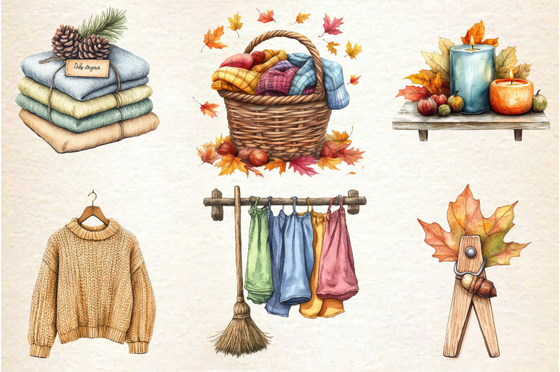 Autumn Laundry Clipart Bundle - CraftNest - Digital Crafting and Art