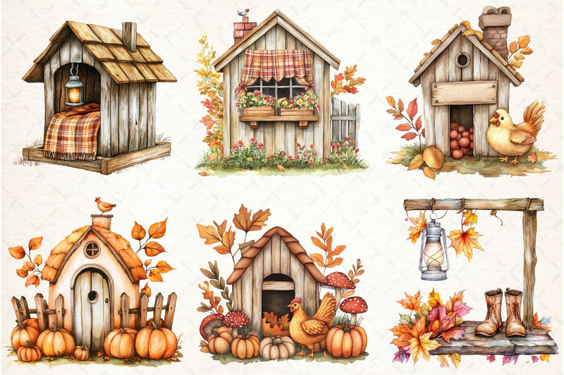 Autumn Chicken Coop Clipart Bundle - CraftNest - Digital Crafting and Art