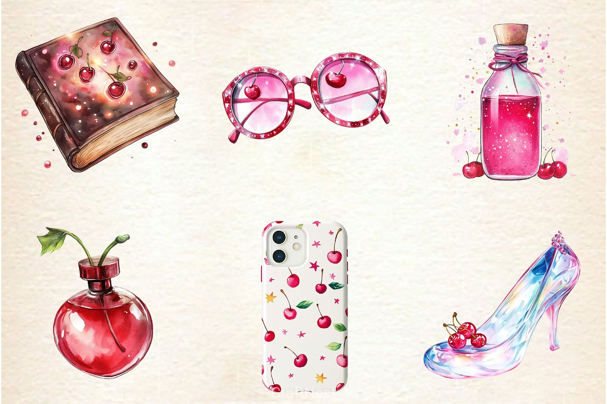 Cherry Red Magical Summer Clipart Bundle 2 - CraftNest - Digital Crafting and Art