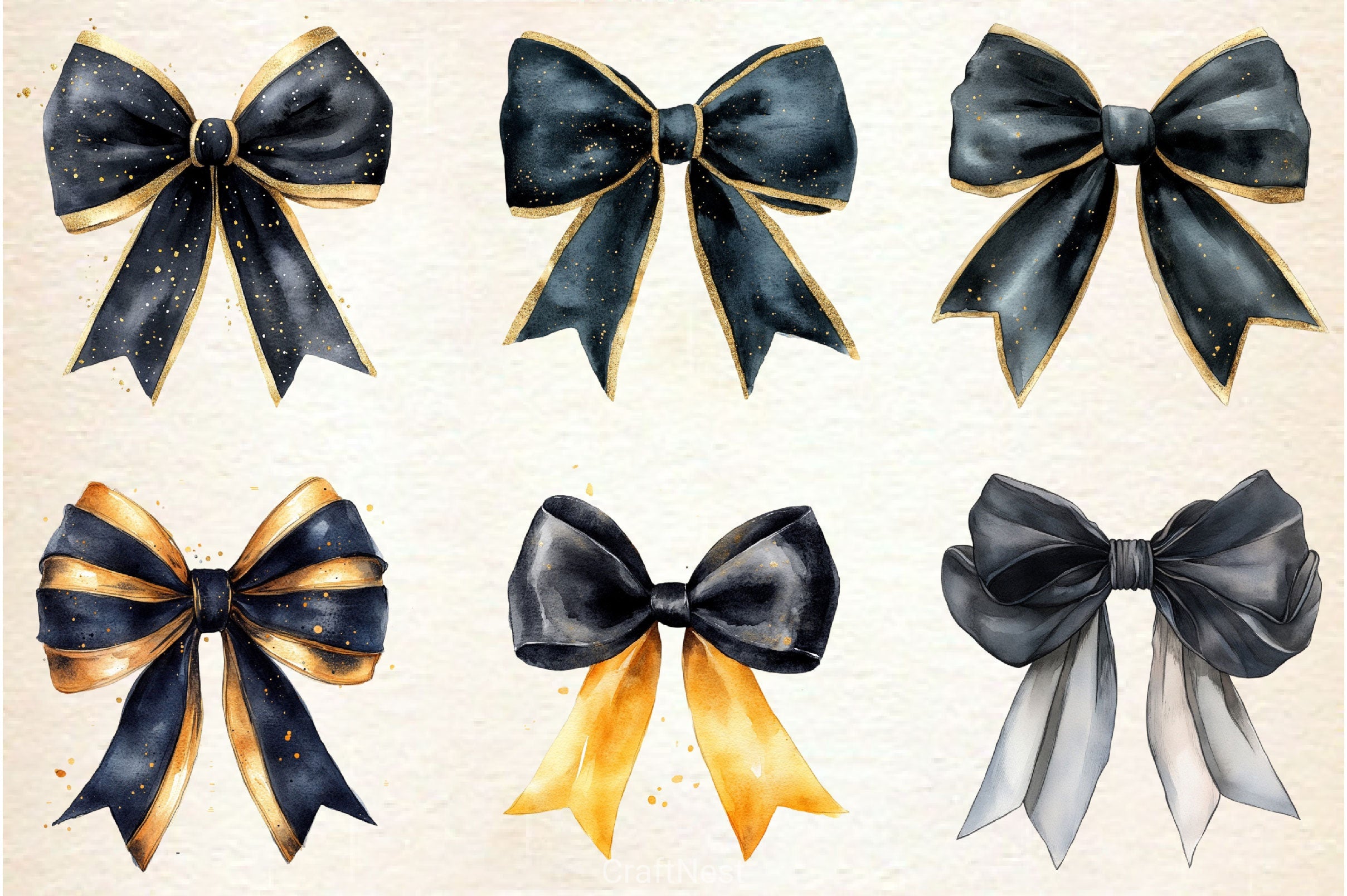 Black Month Bow Clipart Bundle - CraftNest - Digital Crafting and Art