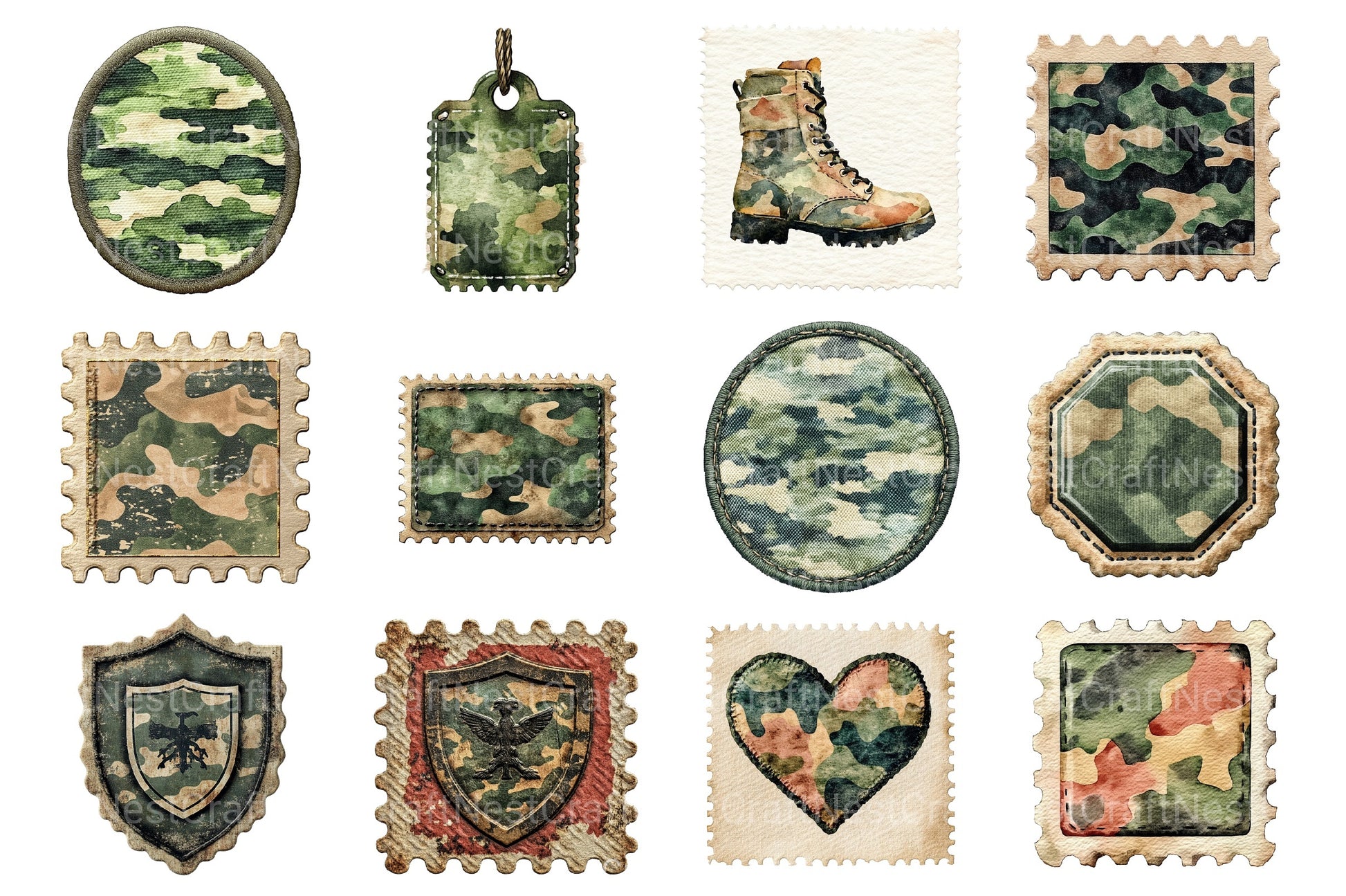 Camo Patches Clipart Bundle - CraftNest - Digital Crafting and Art