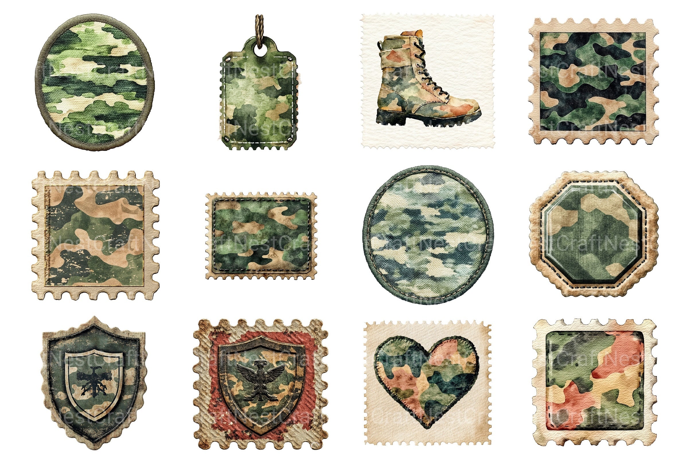 Camo Patches Clipart Bundle - CraftNest - Digital Crafting and Art