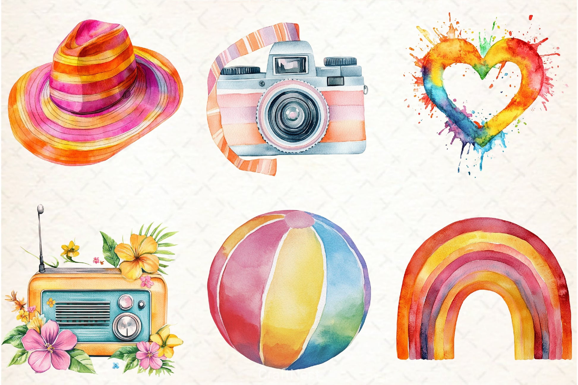 Groovy Summer Clipart Bundle - CraftNest - Digital Crafting and Art