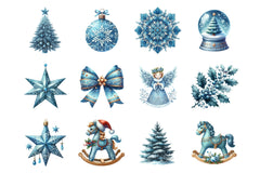 Blue Christmas Clipart Bundle: Santa, Presents & Bells - CraftNest - Digital Crafting and Art
