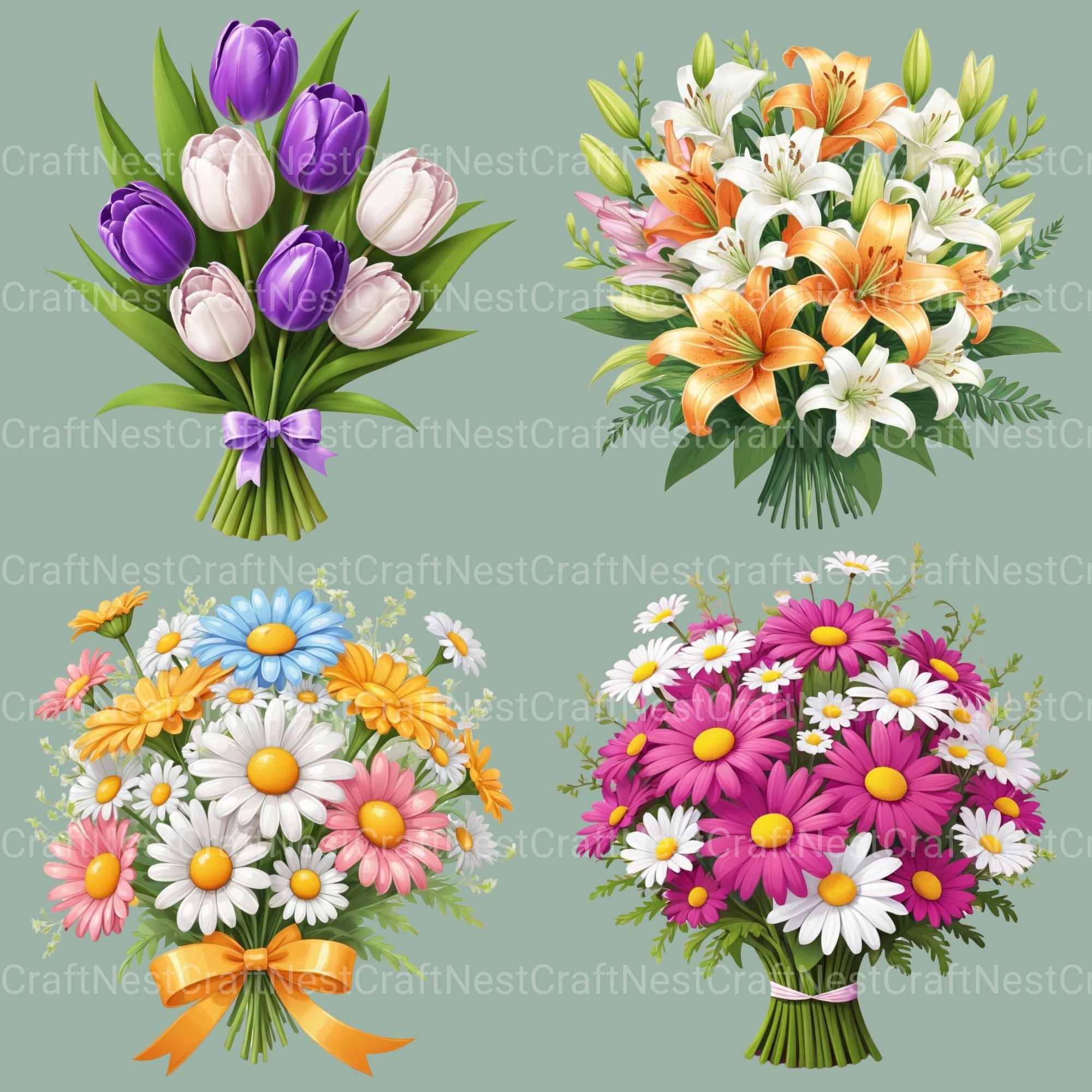 Floral Bouquets Clipart Bundle - CraftNest - Digital Crafting and Art
