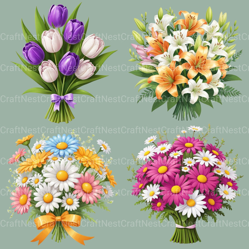 Floral Bouquets Clipart Bundle - CraftNest - Digital Crafting and Art
