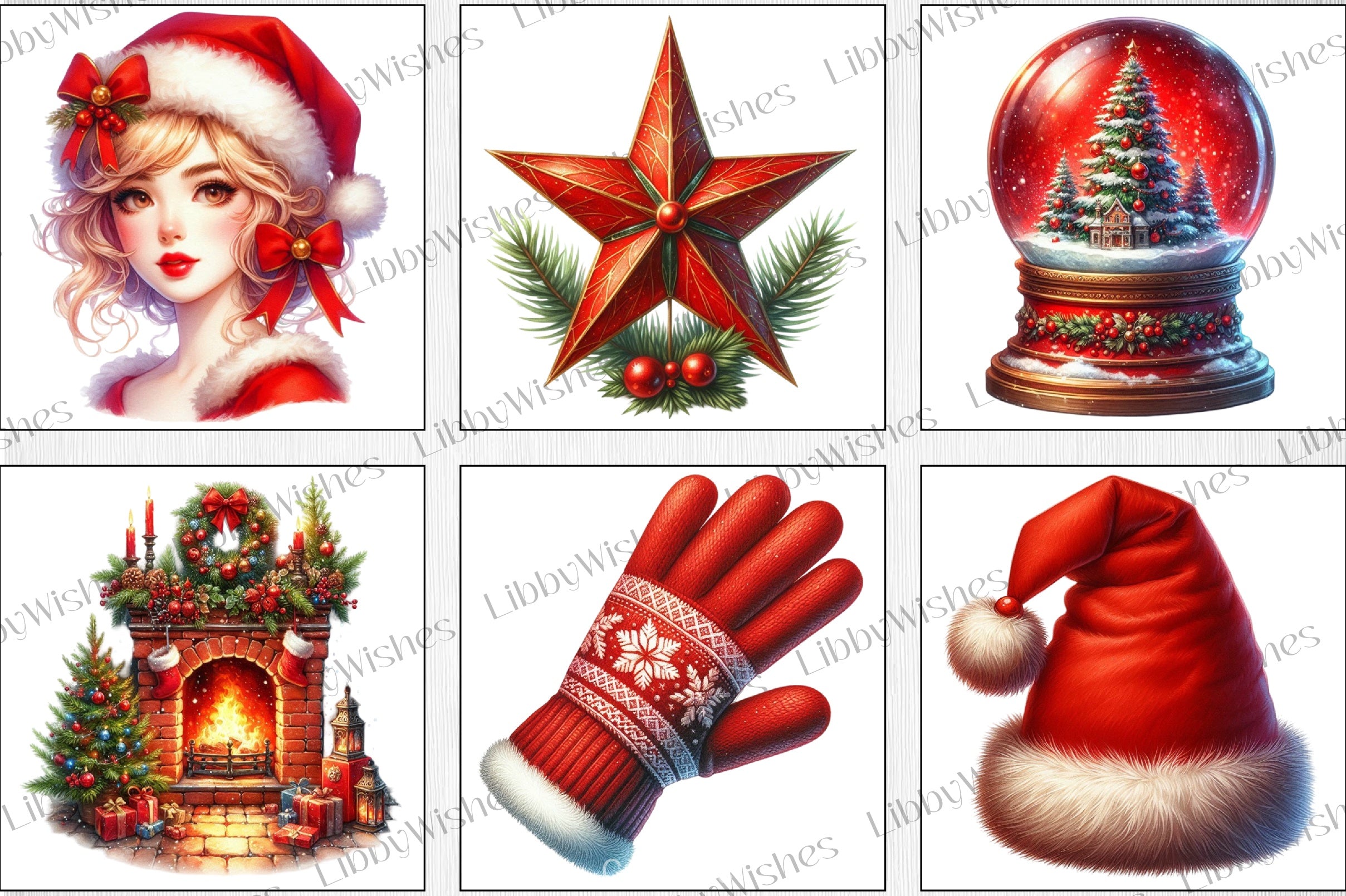 Red Christmas Clipart Bundle - CraftNest - Digital Crafting and Art