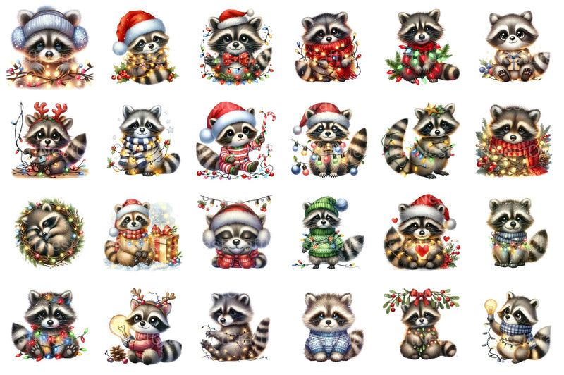 Christmas Raccoon Baby Animal Clipart Bundle - CraftNest - Digital Crafting and Art