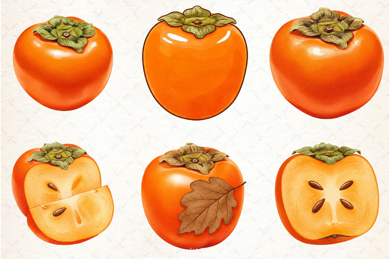 Persimmon Fruit Clipart Bundle 5 - CraftNest - Digital Crafting and Art