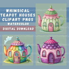Teapot Houses Clipart Bundle - CraftNest - Digital Crafting and Art