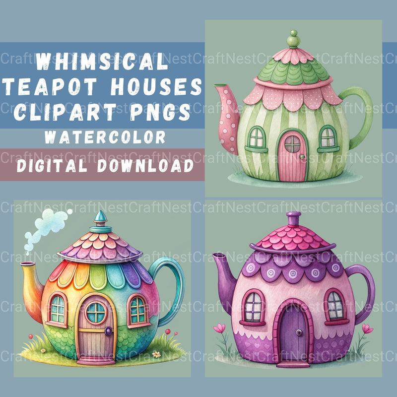 Teapot Houses Clipart Bundle - CraftNest - Digital Crafting and Art