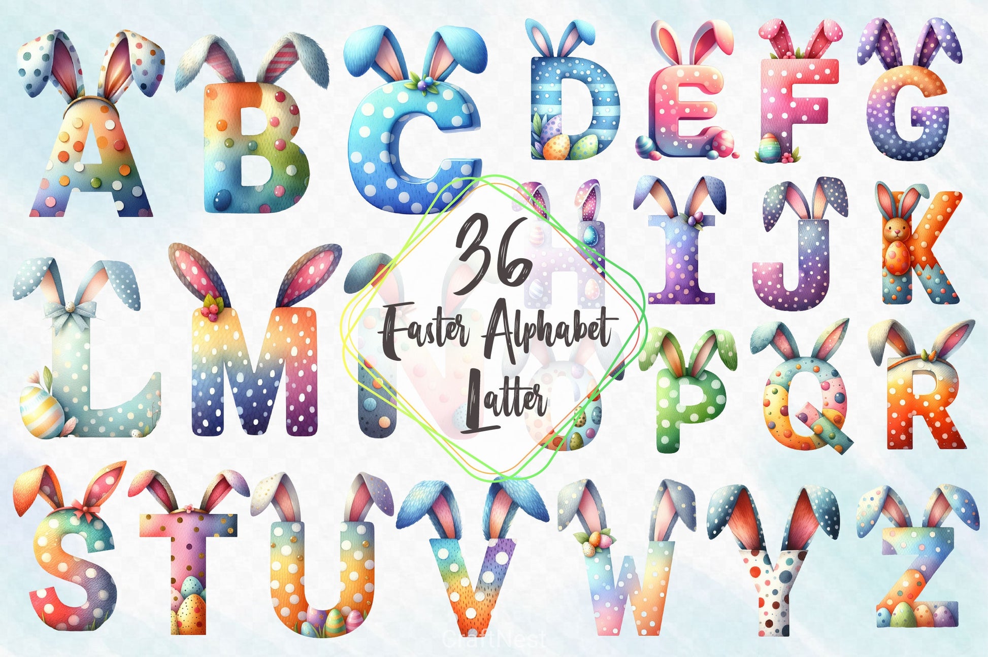 Easter Alphabet And Number Clipart Bundle 2 - CraftNest - Digital Crafting and Art