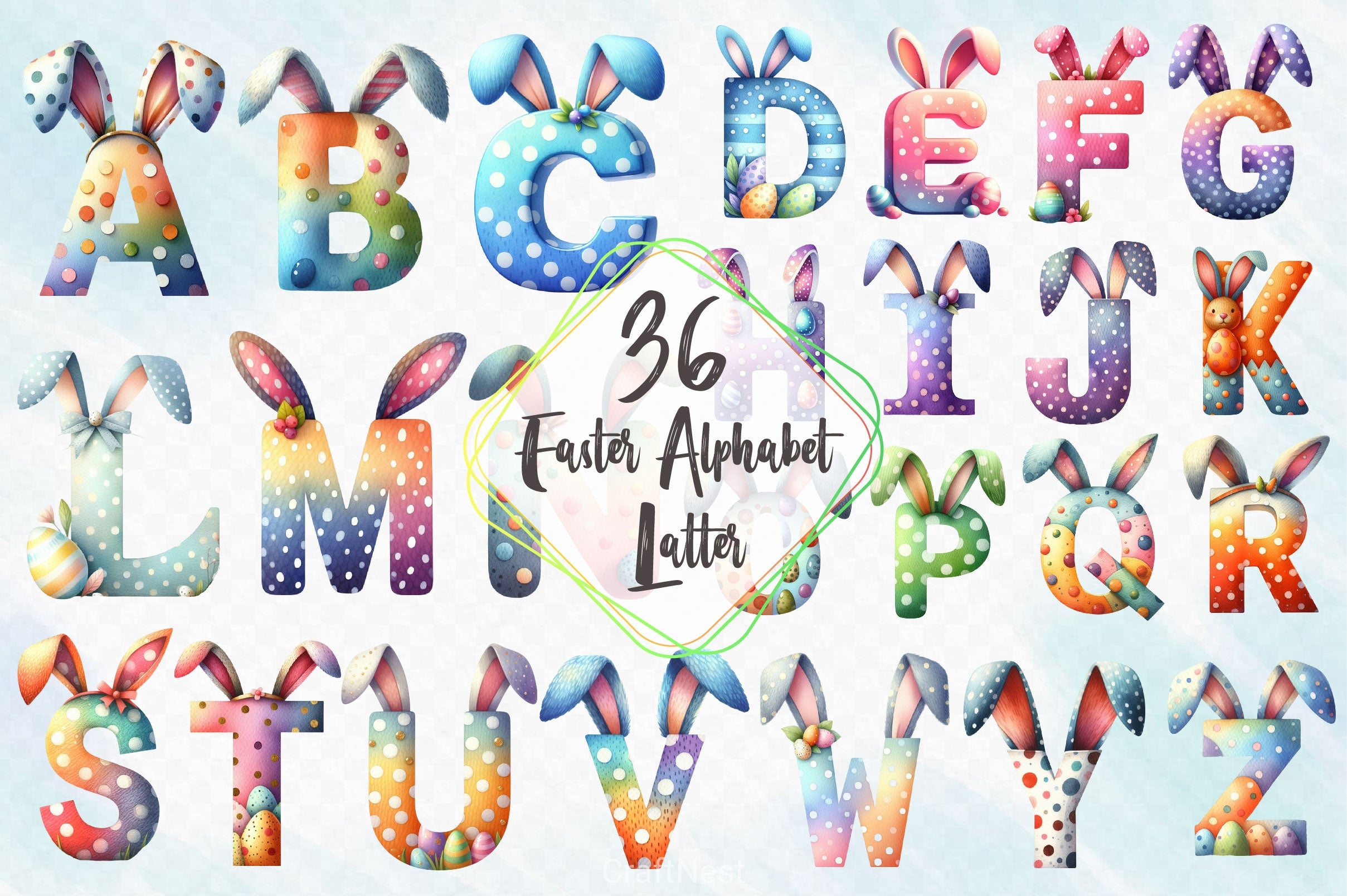 Easter Alphabet And Number Clipart Bundle 2 - CraftNest - Digital Crafting and Art
