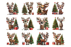 Funny Reindeer Christmas Clipart Bundle 7 - CraftNest - Digital Crafting and Art