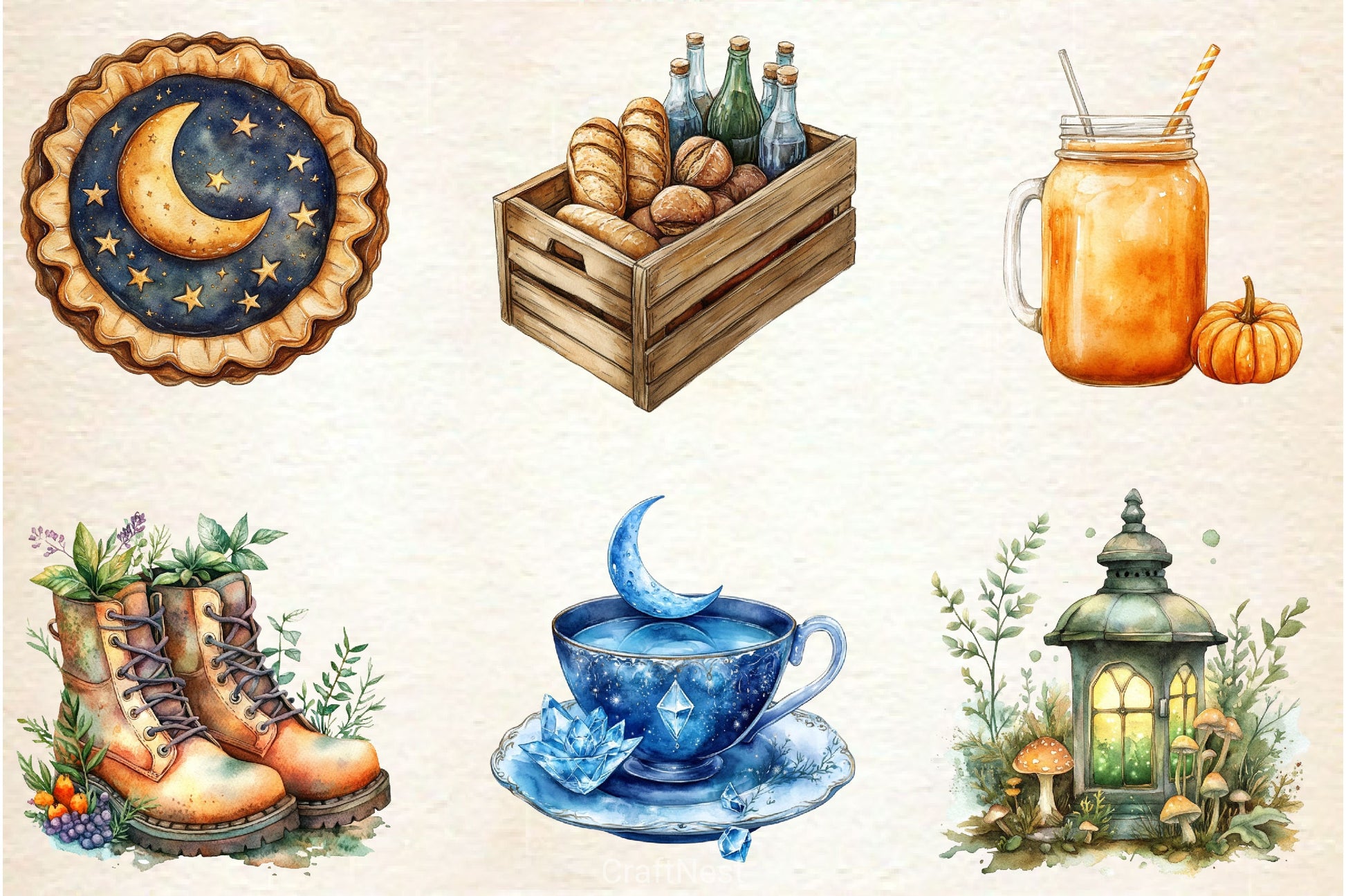 Witch Autumn Picnic Set Clipart Bundle 2 - CraftNest - Digital Crafting and Art