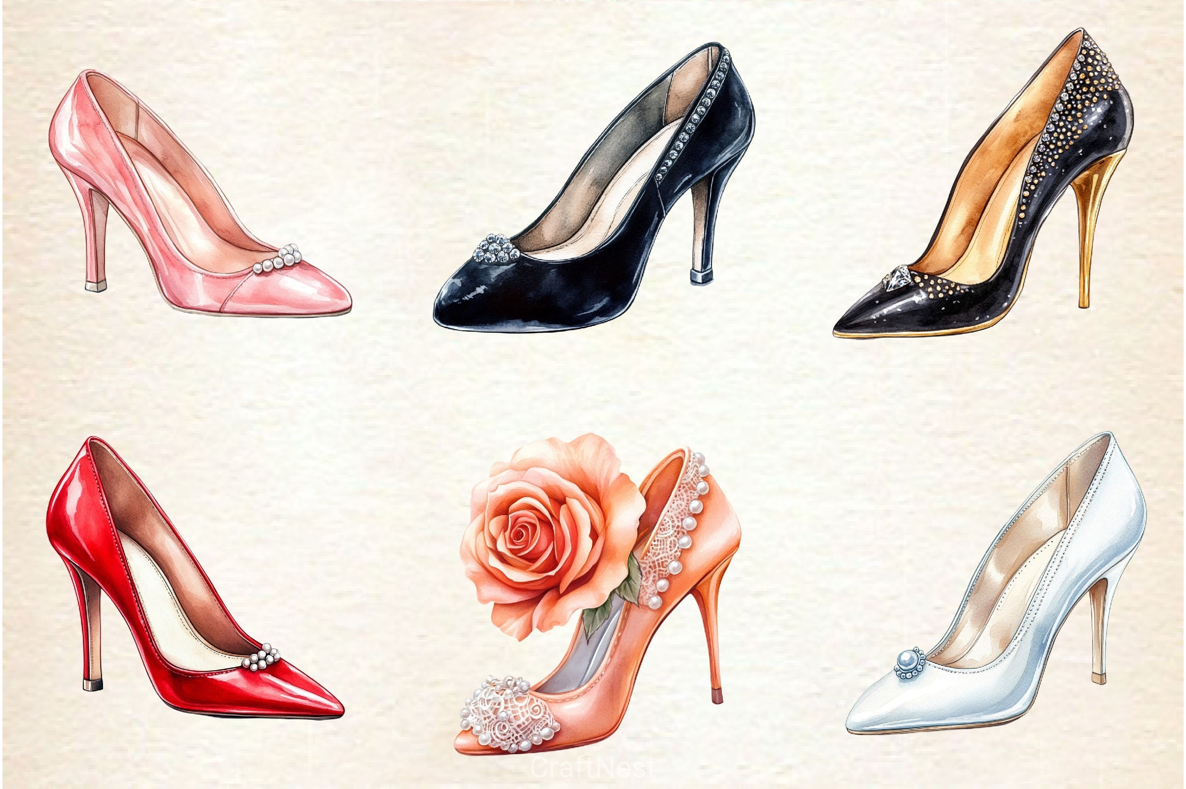 High Heels With Diamonds And Pearls Clipart Bundle - CraftNest - Digital Crafting and Art