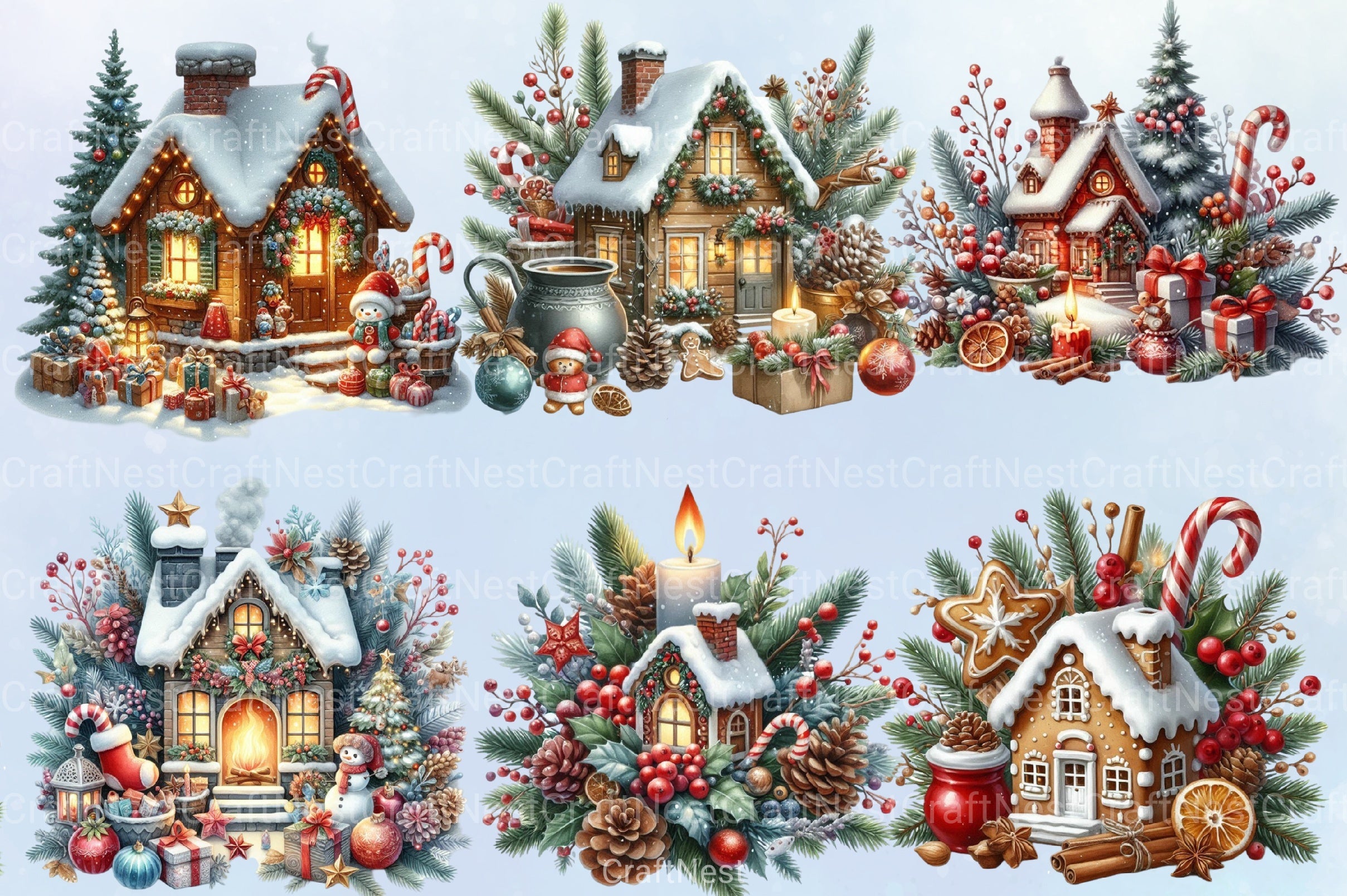 Winter Candy House Clipart Bundle - CraftNest - Digital Crafting and Art